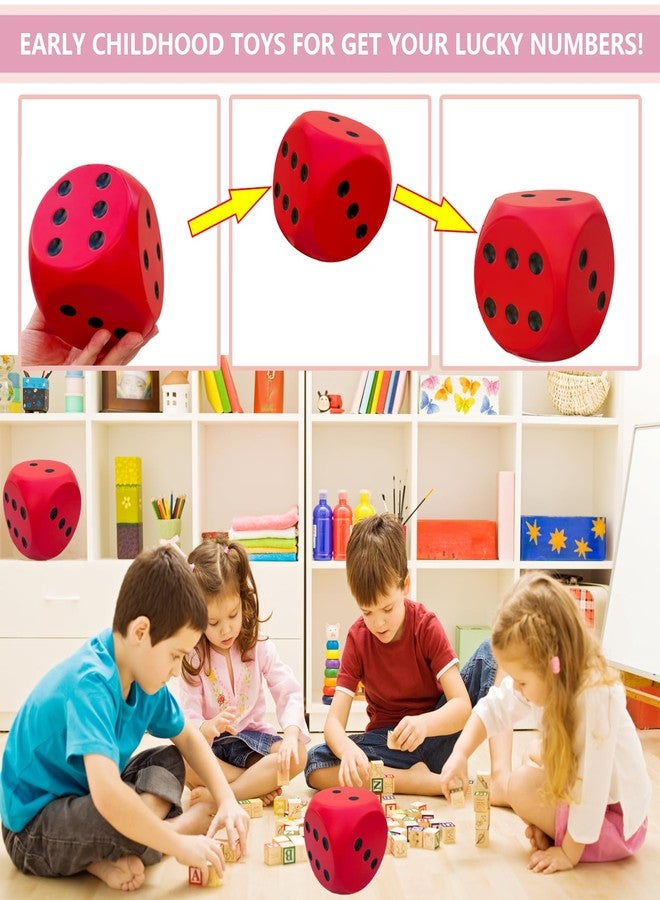 funnysquee لعبة كرة تخفيف التوتر على شكل نرد كبير من funnysquee مقاس 3.9 بوصة، لعبة نرد إسفنجية للأطفال، لعبة لوحية، للحصول على أرقامك المحظوظة! (أحمر محظوظ) - Image 4
